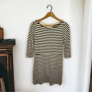 RAG & BONE 3/4 Sleeve Striped Cream Earthtone Shirt Dress